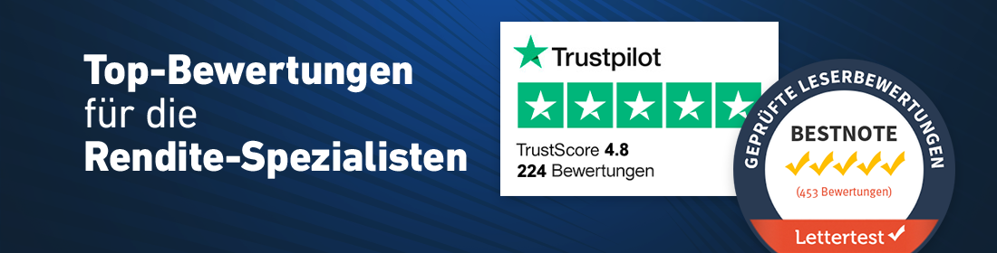 Banner Top Bewertungen für die Rendite-Spezialisten